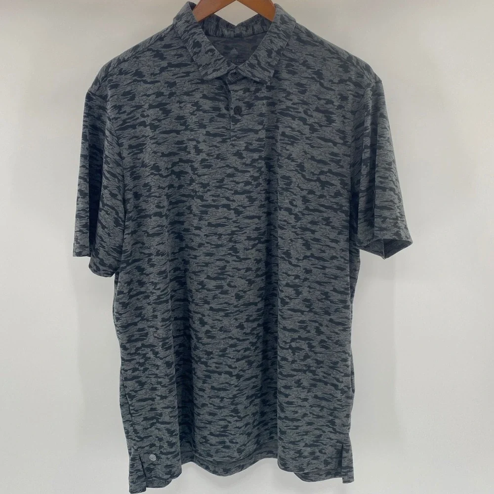 Adidas Golf Polo Shirt Mens Extra Large Gray Camo Performance Sustainable Active